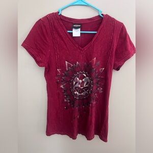 Harley-Davidson Red Graphic V-Neck Tee
